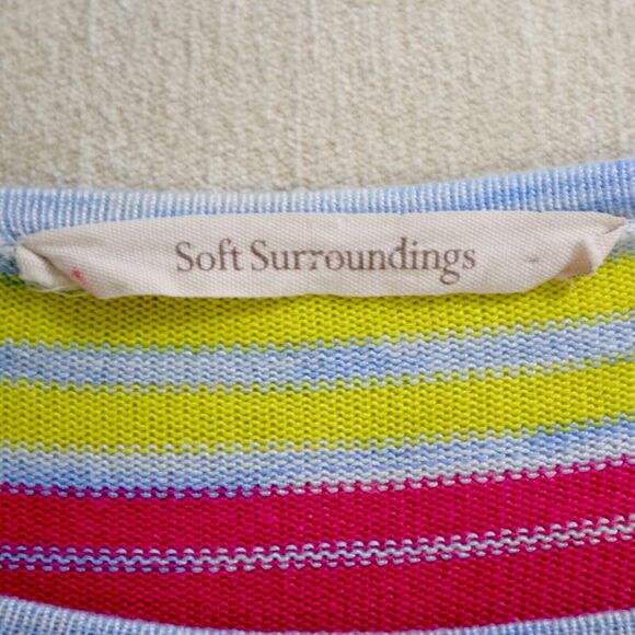 Soft Surroundings Size Petite XS Oasis Fine Knit Sweater Stripe - Picture 7 of 10